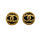 VINTAGE CHANEL EARRINGS ROUND COCOMARK GOLD BLACK ACCESSORY 95A 90312950