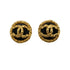 VINTAGE CHANEL EARRINGS ROUND COCOMARK GOLD BLACK ACCESSORY 95A 90312950