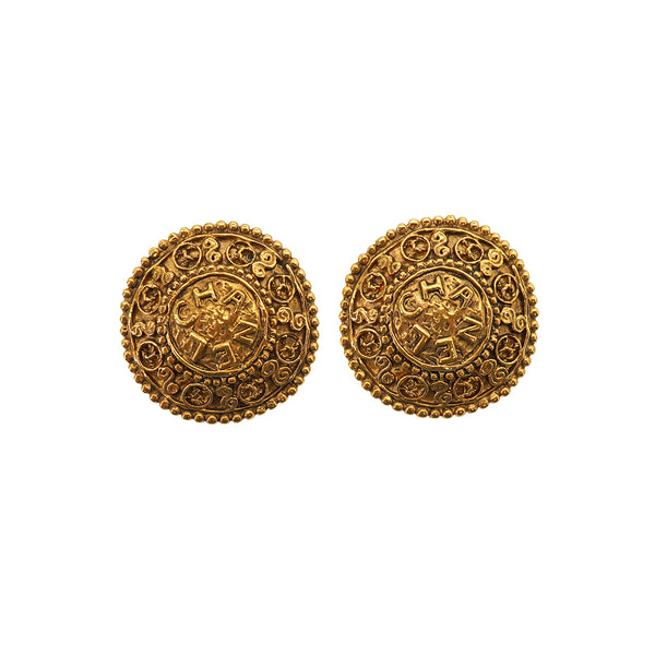 VINTAGE CHANEL EARRINGS ROUND COCOMARK LOGO ACCESSORY 90331833