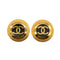 VINTAGE CHANEL EARRINGS ROUND COCOMARK BLACK GOLD ACCESSORY 93P 90334889
