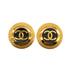 VINTAGE CHANEL EARRINGS ROUND COCOMARK BLACK GOLD ACCESSORY 93P 90334889