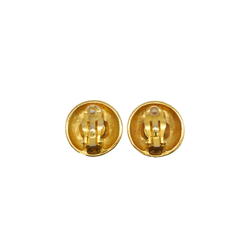 VINTAGE CHANEL EARRINGS ROUND COCOMARK LOGO GOLD ACCESSORY 90338904