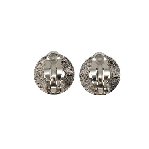 VINTAGE CHANEL EARRINGS ROUND COCOMARK SILVER ACCESSORY 97A 90335628