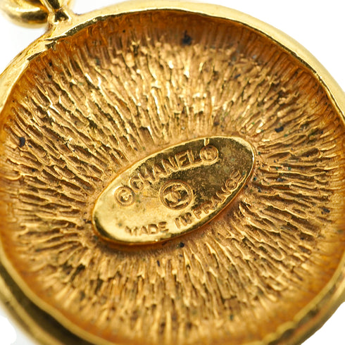 VINTAGE CHANEL EARRINGS ROUND COCOMARK SWING GOLD ACCESSORY 90338897