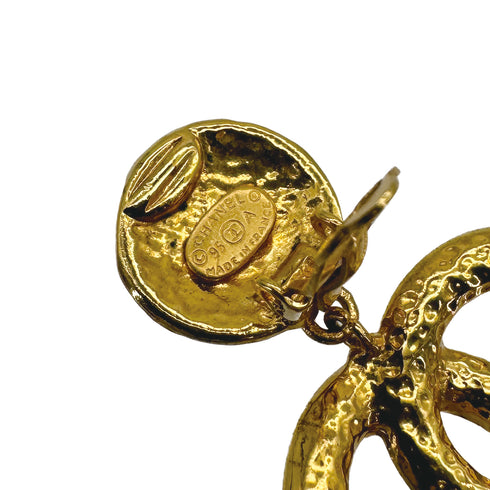 VINTAGE CHANEL EARRINGS ROUND COCOMARK SWING GOLD ACCESSORY 95A 90317784