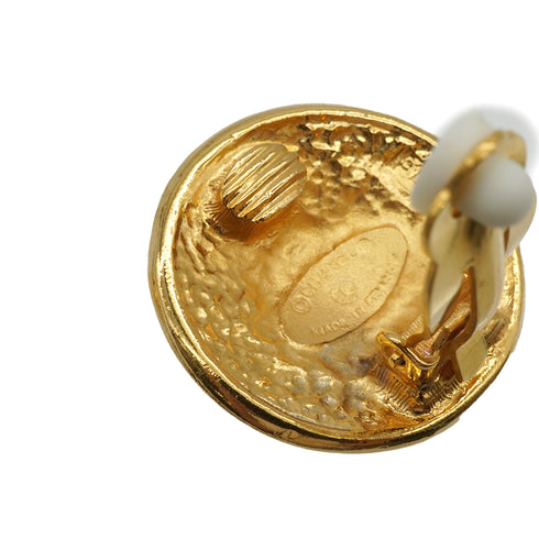 VINTAGE CHANEL EARRINGS ROUND LOGO GOLD ACCESSORY 90337695