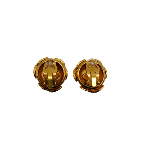VINTAGE CHANEL EARRINGS ROUND TRIPLE COCOMARK GOLD ACCESSORY 94A 90338374