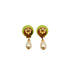 VINTAGE CHANEL EARRINGS STUDS COCOMARK GREEN GOLD SWING ACCESSORY 96C 90340381