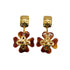VINTAGE CHANEL EARRINGS SWING COCOMARK CLOVER TORTOISESHELL GOLD ACCESSORY 95P 90314401