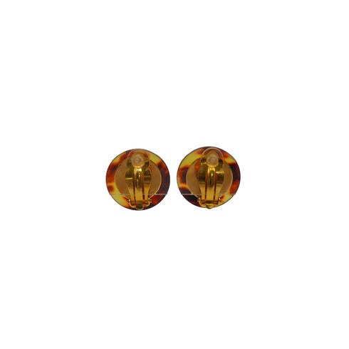 VINTAGE CHANEL EARRINGS TORTOISESHELL COCOMARK ROUND ACCESSORY 97P 90338765