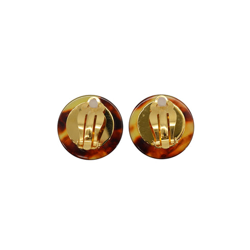 VINTAGE CHANEL EARRINGS TORTOISESHELL COCOMARK ROUND ACCESSORY 97P 90330675
