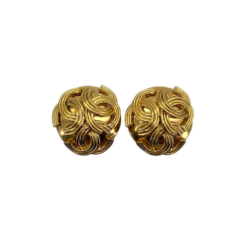 VINTAGE CHANEL EARRINGS TRIPLE COCOMARK GOLD ACCESSORY 94A 90323983