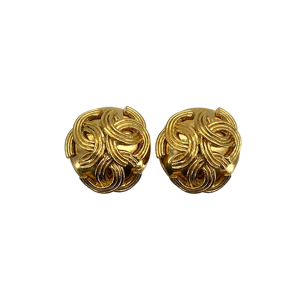 VINTAGE CHANEL EARRINGS TRIPLE COCOMARK GOLD ACCESSORY 94A 90323983