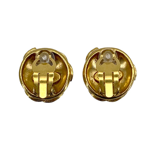 VINTAGE CHANEL EARRINGS TRIPLE COCOMARK GOLD ACCESSORY 94A 90323983
