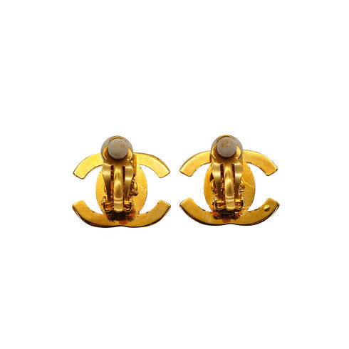 VINTAGE CHANEL EARRINGS TURN LOCK COCOMARK GOLD ACCESSORY 95A 90335806