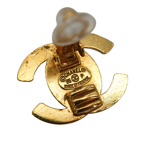 VINTAGE CHANEL EARRINGS TURN LOCK COCOMARK GOLD ACCESSORY 96P 90335636