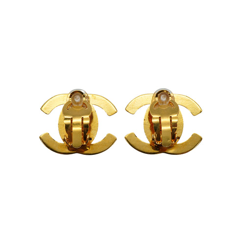 VINTAGE CHANEL EARRINGS TURN LOCK COCOMARK GOLD ACCESSORY 96P 90335751