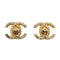 VINTAGE CHANEL EARRINGS TURN LOCK COCOMARK RHINESTONE GOLD ACCESSORY 96A 90319971