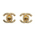 VINTAGE CHANEL EARRINGS TURN LOCK COCOMARK RHINESTONE GOLD ACCESSORY 96A 90319971