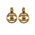 VINTAGE CHANEL EARRINGS TURN LOCK COCOMARK ROUND SWING GOLD ACCESSORY 97P 90335904