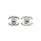 VINTAGE CHANEL EARRINGS TURN LOCK COCOMARK SILVER ACCESSORY 96P 90322036