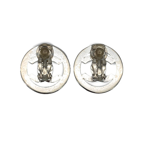VINTAGE CHANEL EARRINGS TURN LOCK COCOMARK SILVER ACCESSORY 97P 90319594