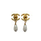 VINTAGE CHANEL EARRINGS TURN LOCK FAUX PEARL BLACK GOLD ACCESSORY 96P 90331812