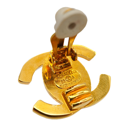 VINTAGE CHANEL EARRINGS TURN LOCK GOLD ACCESSORY 95A 90335024
