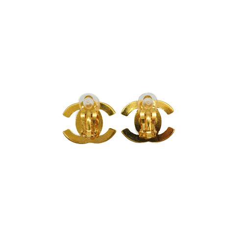 VINTAGE CHANEL EARRINGS TURN LOCK GOLD ACCESSORY 96A 90339139