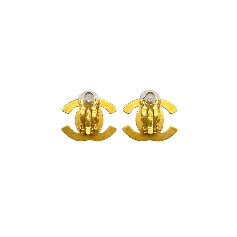 VINTAGE CHANEL EARRINGS TURN LOCK GOLD ACCESSORY 96A 90327596