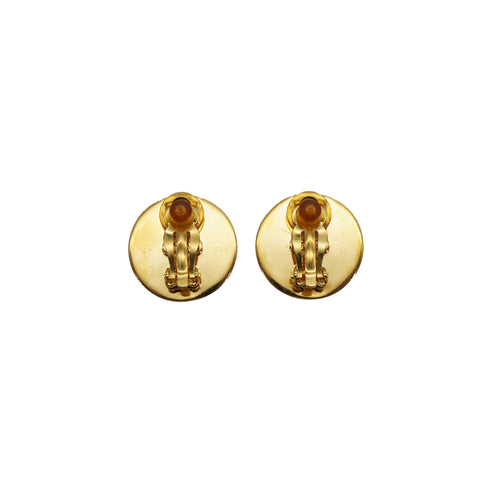 VINTAGE CHANEL EARRINGS TURN LOCK ROUND GOLD SILVER ACCESSORY 97A 90337671