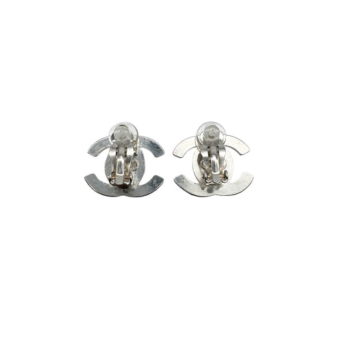VINTAGE CHANEL EARRINGS TURN LOCK SILVER ACCESSORY 96A 90328936