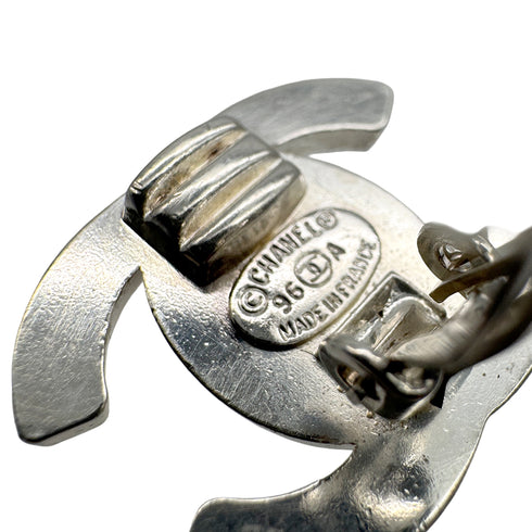 VINTAGE CHANEL EARRINGS TURN LOCK SILVER ACCESSORY 96A 90328936