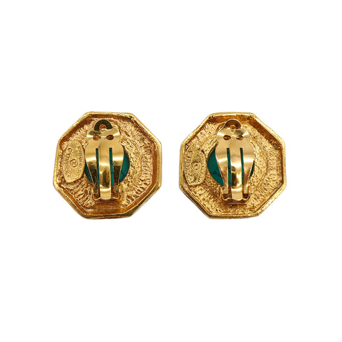 VINTAGE CHANEL EARRINGS TURQUOISE BLUE GOLD ACCESSORY 90321039