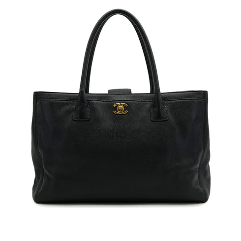 VINTAGE CHANEL EXECUTIVE TOTE BAG BLACK LEATHER 90314385