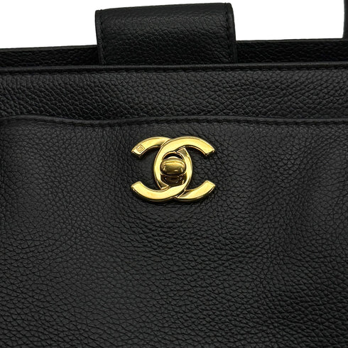 VINTAGE CHANEL EXECUTIVE TOTE BAG BLACK LEATHER 90314385