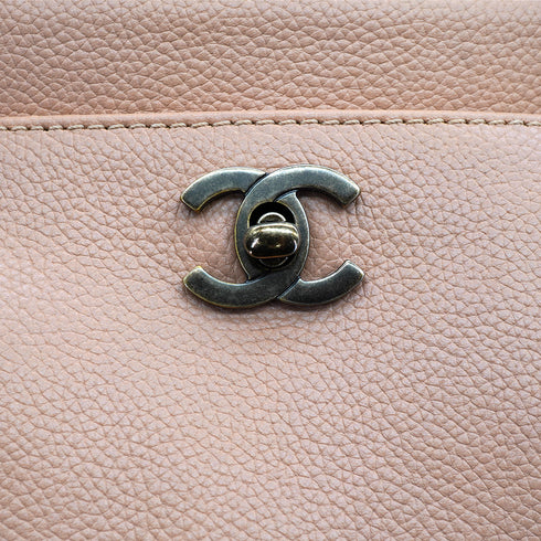 VINTAGE CHANEL EXECUTIVE TOTE SHOULDER BAG BEIGE LEATHER GOLD HARDWARE 90335133