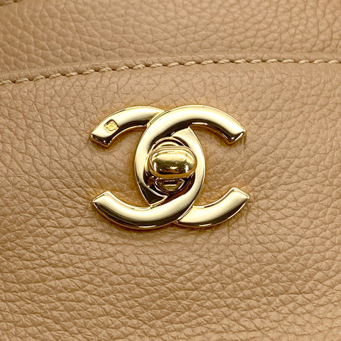 VINTAGE CHANEL EXECUTIVE TOTE SHOULDER BAG BEIGE LEATHER GOLD HARDWARE 90327077