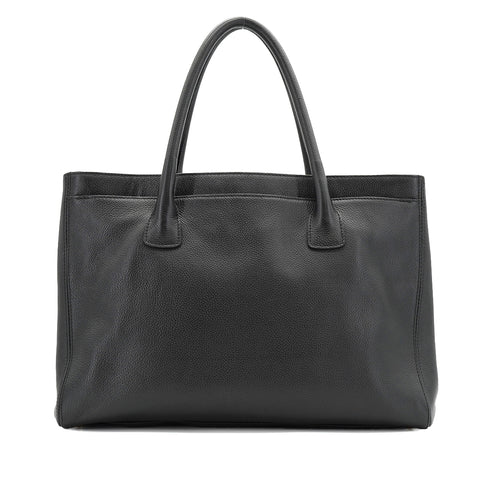VINTAGE CHANEL EXECUTIVE TOTE SHOULDER BAG BLACK LEATHER GOLD HARDWARE 90334143