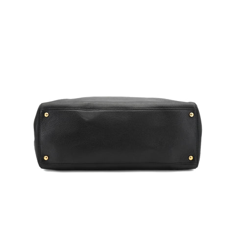 VINTAGE CHANEL EXECUTIVE TOTE SHOULDER BAG BLACK LEATHER GOLD HARDWARE 90334143