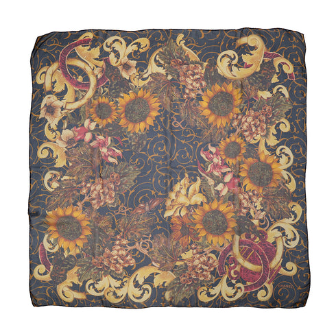 VINTAGE CHANEL FLOWER MOTIF SCARF ORANGE SILK 90321177