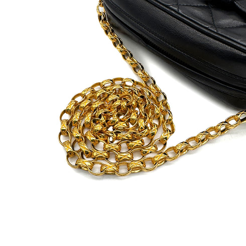 VINTAGE CHANEL FRINGE BIJOU CHAIN SHUOLDER BAG BLACK LAMB SKIN GOLD HARDWARE 90329217
