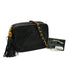 VINTAGE CHANEL FRINGE CHAIN SHUOLDER BAG BLACK LAMB SKIN GOLD HARDWARE 90348232