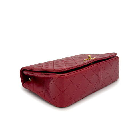 VINTAGE CHANEL FULL FLAP CHAIN SHOULDER BAG RED LAMB SKIN GOLD HARDWARE 90322918