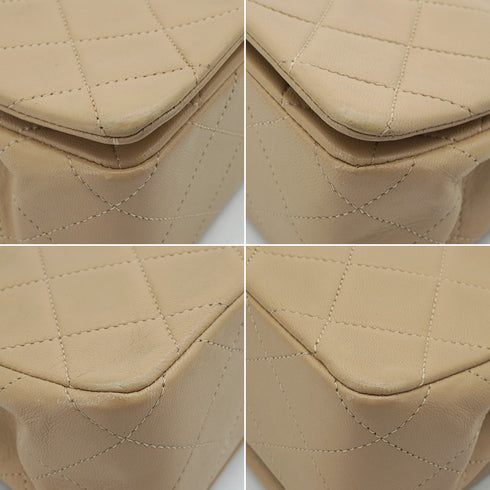VINTAGE CHANEL FULL FLAP CHAIN SHUOLDER BAG BEIGE LAMB SKIN GOLD HARDWARE 90328465