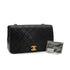 VINTAGE CHANEL FULL FLAP CHAIN SHUOLDER BAG BLACK LAMB SKIN GOLD HARDWARE 90333747