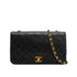 VINTAGE CHANEL FULL FLAP CHAIN SHUOLDER BAG BLACK LAMB SKIN GOLD HARDWARE 90333747