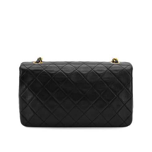 VINTAGE CHANEL FULL FLAP CHAIN SHUOLDER BAG BLACK LAMB SKIN GOLD HARDWARE 90333747