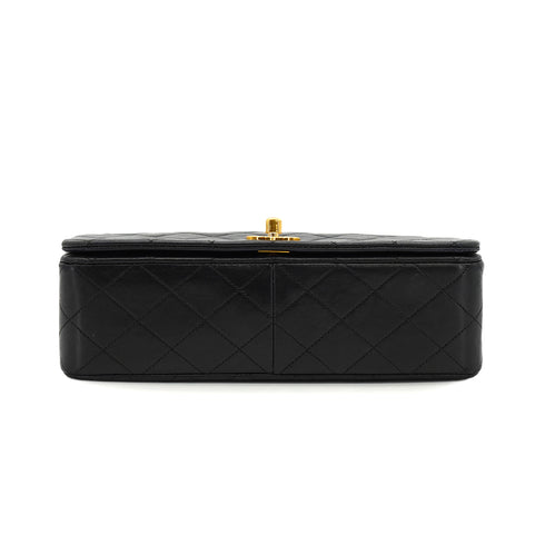 VINTAGE CHANEL FULL FLAP CHAIN SHUOLDER BAG BLACK LAMB SKIN GOLD HARDWARE 90333747