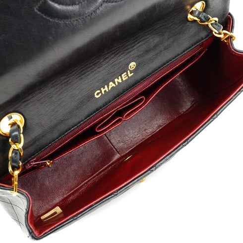 VINTAGE CHANEL FULL FLAP CHAIN SHUOLDER BAG BLACK LAMB SKIN GOLD HARDWARE 90333747